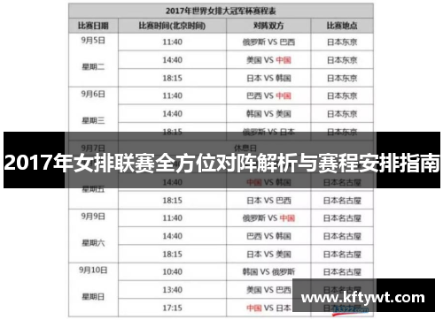 2017年女排联赛全方位对阵解析与赛程安排指南